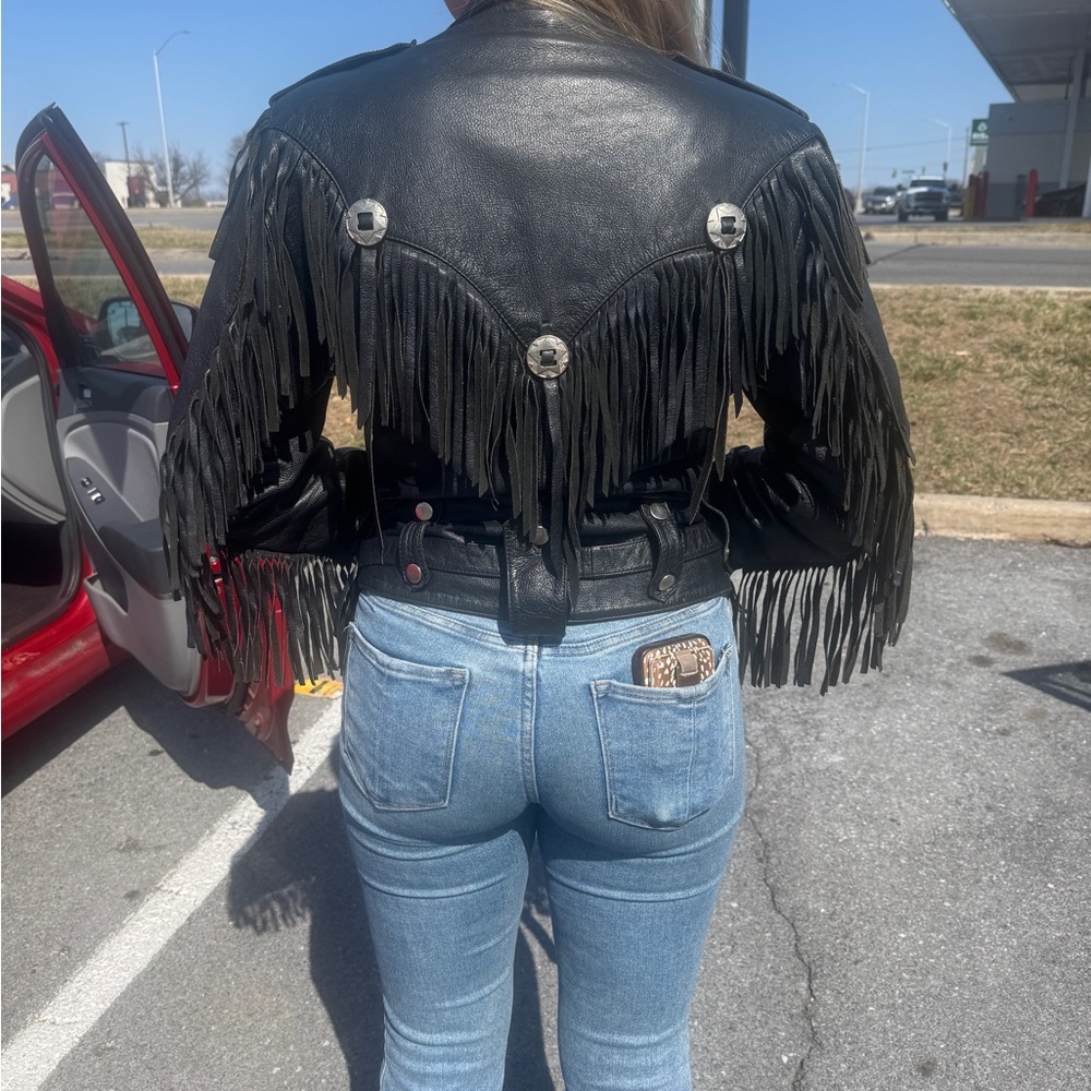 Black Fringe Leather Jacket